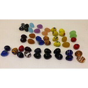 Handcrafted Glass Egg Shaped Stones Easter Collectibles Multicolor Set Of 47